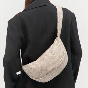St. Agni Woven Crescent Bag in Ecru